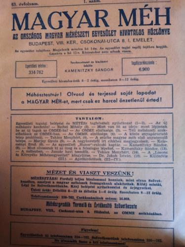 Kamenitzky Sndor (szerk.) - Magyar mh 63. vfolyam, 64. vfolyam