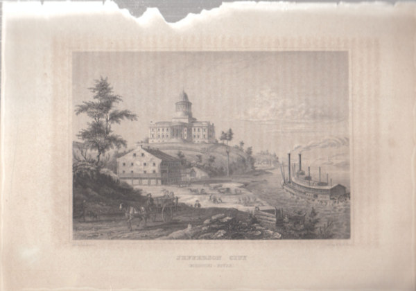 Jefferson city (v�ros, Missouri, Amerika) (16x23,5 cm lapm�ret� eredeti ac�lmetszet, 1856-b�l)