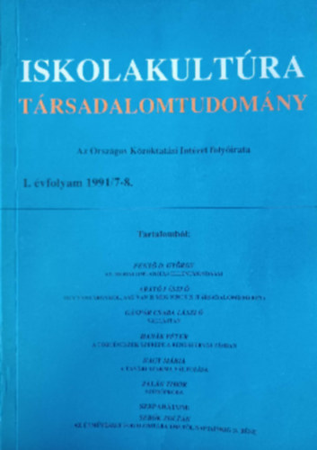 Iskolakultra I.vfolyam 1991/7-8.