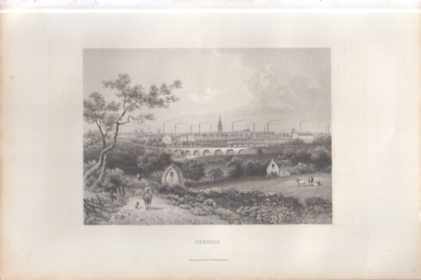 Preston látképe - eredeti litográfia (metszet)