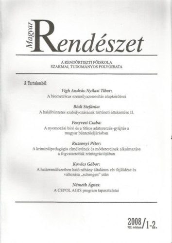 Magyar Rendészet 2008/VIII. 1-2.