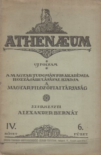 Alexander Bern�t  (szerk.) - Athenaeum Uj Folyam IV. k�tet 6. f�zet