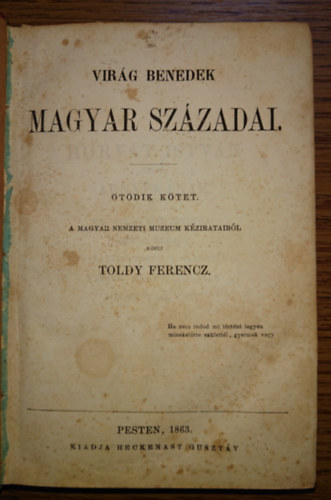 Vir�g Benedek - Magyar sz�zadai - �t�dik k�tet