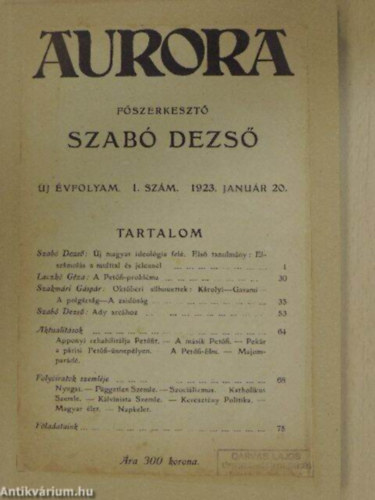 Szab Dezs - Aurora j vfolyam 1. szm 1923. janur 20