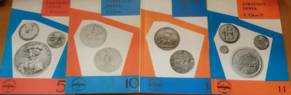 Huszár Lajos - 4 db Érengyűjtés, Huszár Lajos: Történeti érnek I. Középkor (5) + Történeti érmek 2. Újkor (10) + Történeti érmek 2. Újkor (12) + Történeti érmek 2. Újkor IV. (14)
