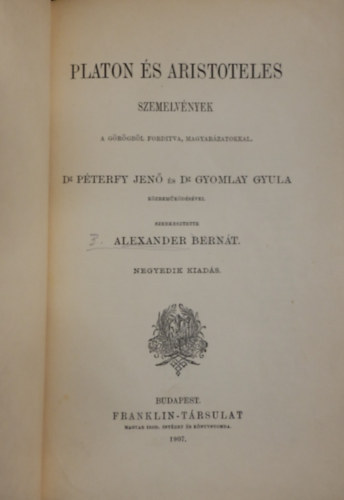 Alexander Bernt  (szerk.) - Platon s Aristoteles (szemelvnyek)