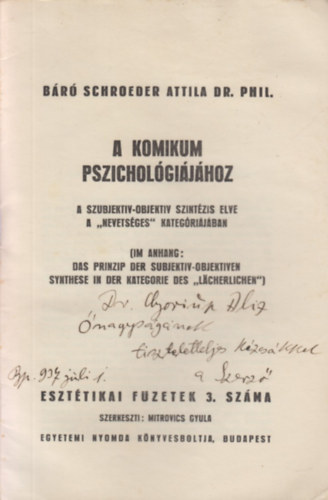 Schroeder Attila - A komikum pszicholgijhoz