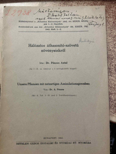 Dr. Pnzes Antal - Hlzatos thasont-szvet nvnyeinkrl