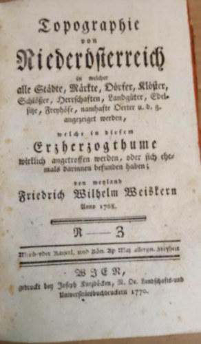 Friedrich Wilhelm - Topographie von Niederösterreich N-Z