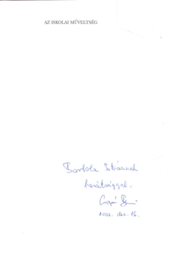 Csap Ben  (szerk.) - Az iskolai mveltsg