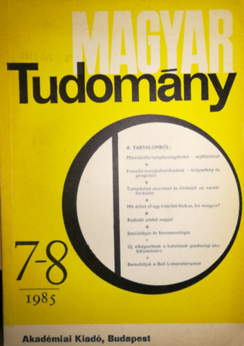 Magyar tudomány 1985/7-8