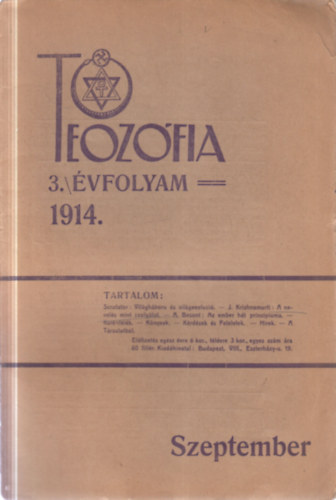 Dr. R�zsaffy Dezs�  (szerk.) - Teoz�fia 1914. szeptember