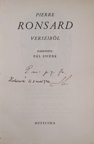 Pierre Ronsard - Pierre Ronsard verseib�l