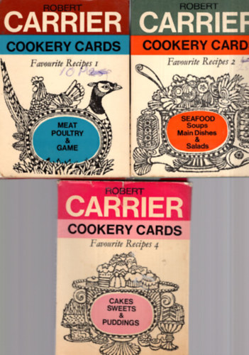 Robert Carrier - 3 db Cookery Cards 1., 2., 4.  ktete
