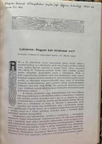 Lukianos - Hogyan kell trtnetet rni? - Klnlenyomat