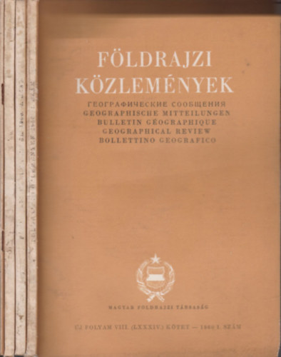 Pécsi Márton (főszerk.) - Földrajzi közlemények 1960/1-4. (teljes évfolyam, lapszámonként)