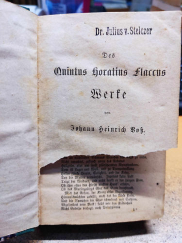 Dr. Adolf Wolff Johann Heinrich Vo - 3 m, egybe ktve: Quintus Horatius Flaccus + Virgil's Lndliche Gedichte + Publius Ovidius Naso Herviden