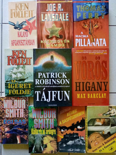 Vavyan Fable, Ken Follett, Wilbur Smith, Joe R. Lansdale, Thomas Perry, Max Barclay Alistair MacLean - Akciregnyek csomag (10db) Kmek a sasfszekben / A hallkirlyn s a kommand / Tjfun / Az gret fldje / Kaland afganisztnban / si sas / Kilts r az rdgre / Ktmedvs mamb / A macska pillanata / Vrs higany