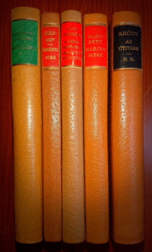 Karinthy Frigyes, Gustave Flaubert, Anna Seghers, Mihail Solohov Kr�dy Gyula - 5 b�rk�t�ses, sorsz�mozott k�tet a Helikon Kisk�nyt�r�b�l: Az �tit�rs/N.N., Capill�ria, H�rom mese, A Sankt Barbara-i hal�zsok felkel�se, Emberi sors