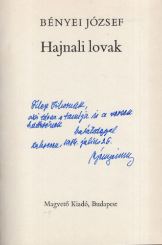 B�nyei J�zsef - Hajnali lovak - Dedik�lt