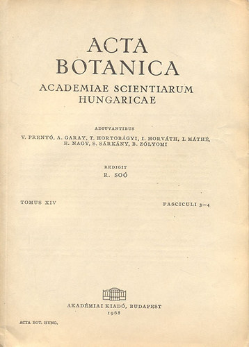 Acta Botanica (A Magyar Tudomnyos Akadmia botanikai kzlemnyei)- Tomus XIV., Fasciculi 3-4.