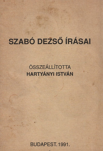 Hartynyi Istvn - Szab Dezs rsai (Bibliogrfia)