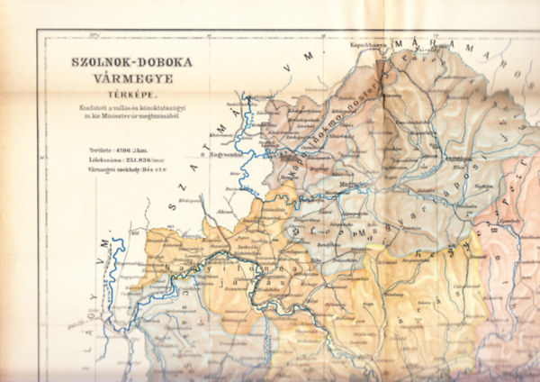 Kogutowicz megyei trkpek - Szolnok-Bodoka Vrmegye trkpe (1900 krl, nll lap)