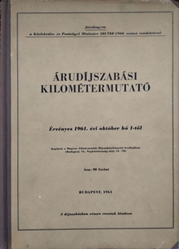 Árudíjszabási kilométermutató - MÁV