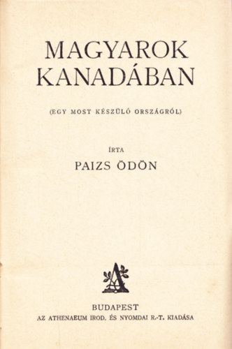 Paizs �d�n - Magyarok Kanad�ban