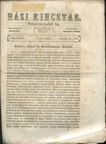 Hzi kincstr. Protestns csaldi lap. 5-dik vfolyam. 4-ik szm. Februr 18. 1864.