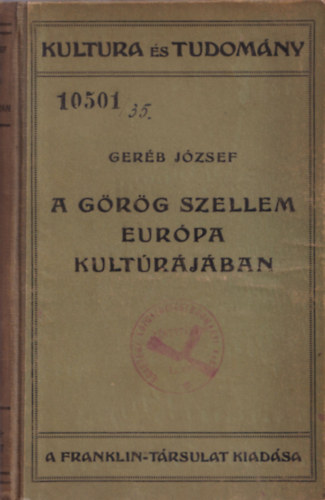 Gerb Jzsef - A grg szellem Eurpa kultrjban