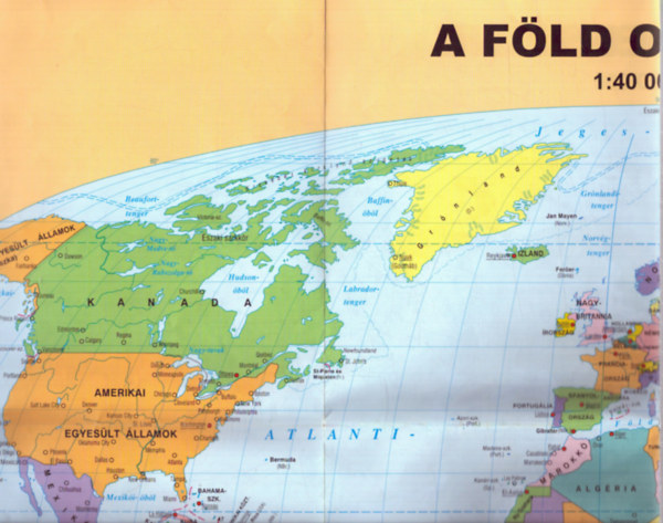 A F�ld orsz�gai - A F�ld felsz�ne t�rk�p 1: 40 000 000
