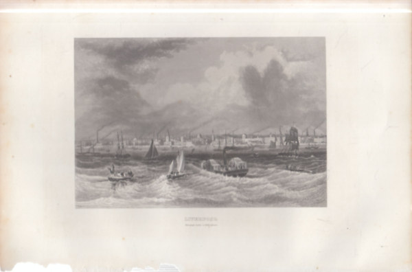 Liverpool látképe - eredeti litográfia (metszet)