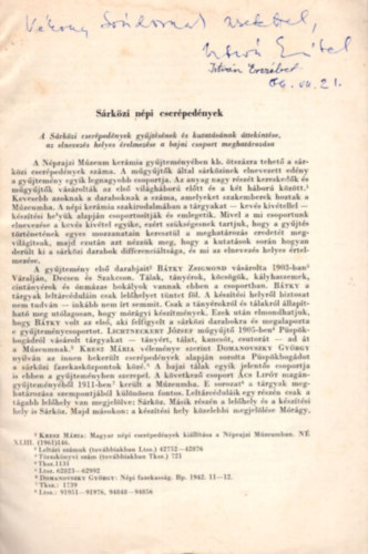 J. Istvn Erzsbet - Srkzi npi cserpednyek - Klnlenyomat - dediklt
