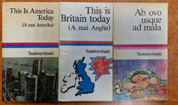 Boros Zoltn (szerk.), Lengyel Gabriella (vl.), Szentirmay Lyane - 3 db angol knyv:This Is America Today ( A mai Amerika )+This is Britain today (A mai Anglia) +Ab ovo usque ad mala (latin mondsok)