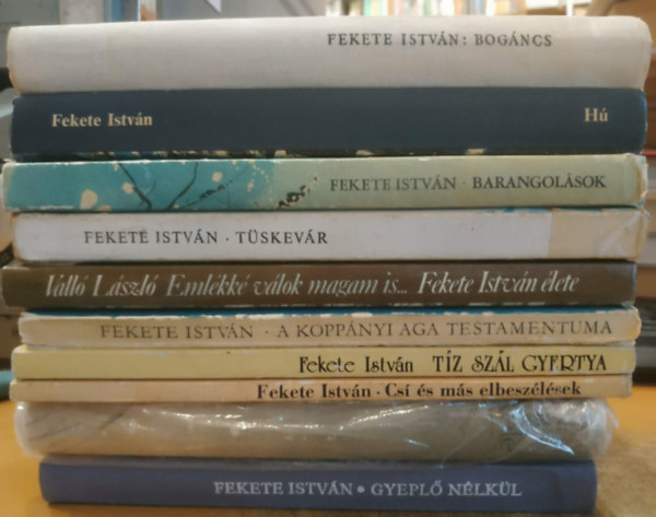 Valló László Fekete István - 10 db Fekete István: Barangolások + Bogáncs + Tüskevár + Emlékké válok magam is... (Fekete István élete) + A koppányi aga testamentuma + Tíz szál gyertya + Csí és más elbeszélések + Gyeplő nélkül + Kele + Hú