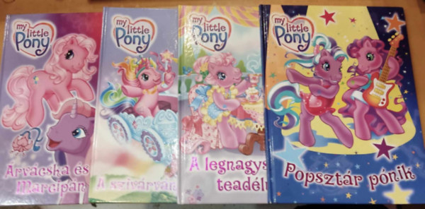 4 db My Little Pony: A legnagyszerbb teadlutn + A szivrvnyvarzsl + rvcska s Marcipn mesi + Popsztr pnik