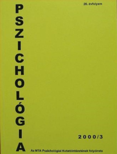 Pszichol�gia 20. �vfolyam 2000/3