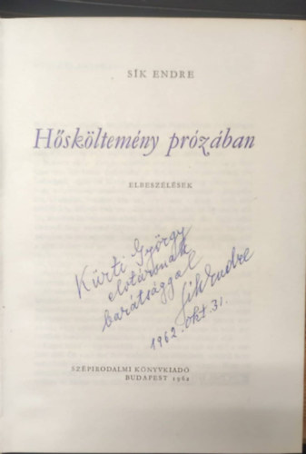 Sík Endre - Hősköltemény prózában