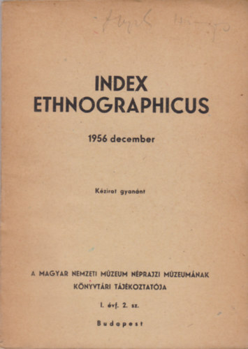 Index ethnographicus 1956 december - kzirat gyannt