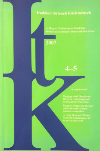 Lszl Szrnyi - Irodalomtrtneti kzlemnyek 2007. CXI. 4 -5. szm