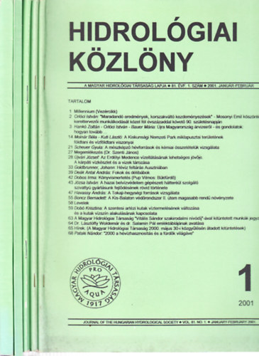 Hidrolgiai kzlny 2001/1-6. (teljes vfolyam, 5 db. lapszm)