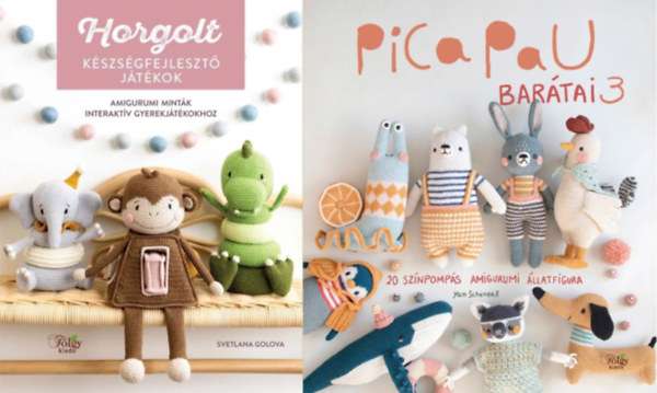 Yan Schenkel, Svetlana Golova - 2 db k�zimunka k�nyv: Pica Pau bar�tai 3. - 20 sz�npomp�s amigurumi �llatfigura + Horgolt k�szs�gfejleszt� j�t�kok - Amigurumi mint�k interakt�v gyerekj�t�kokhoz