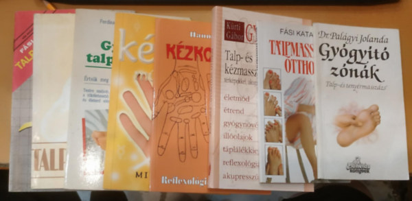 Dr. Fási Katalin, Kürti Gábor, Hanna Parrot, Mir Bashir, Ferdinand Soder-Feichtenschlager Palágyi Jolanda - Dr. Tarnai László Maresi Weiglhofer - 8 db végtag masszázs: Gyógyító zónák; Talpmasszázs otthon; Gyógyítás otthon (Talp- és kézmasszázs); Kézkontroll; A kézelemzés művészete; Gyógyító talpmasszázs; Etelka talpmasszázsa; Talpmasszázs otthon
