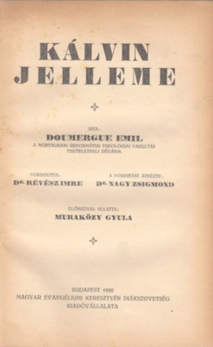 Doumergue Emil - K�lvin jelleme