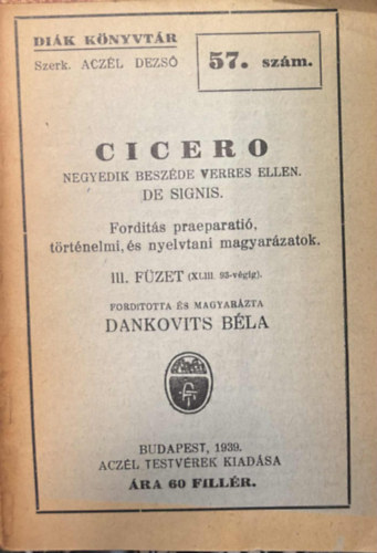 Dankovits B�la - ford. - Cicero - Di�k k�nyvt�r 57. sz�m