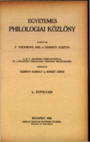 Egyetemes philologiai közlöny 1926.