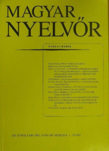 Keszler Borbla  (szerk.) - Magyar Nyelvr 126. vf. 2002. 1-4. szm (teljes)