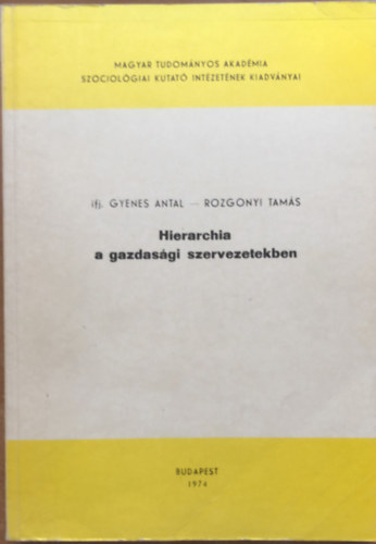 Rozgonyi Tams Ifj. Gyenes Antal - Hierarchia a gazdasgi szervezetekben