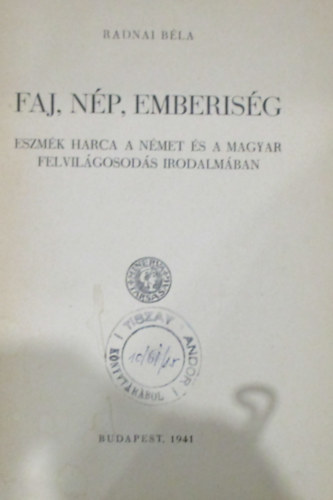 Radnai Béla - Faj, nép, emberiség